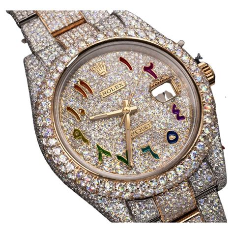 fully iced out rolex|iced out rolex arabic dial.